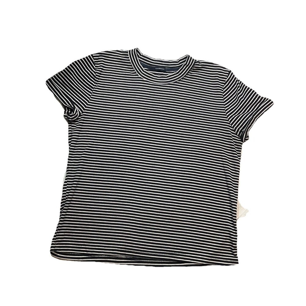 Brandy Melville blue white striped mock neck tee top.